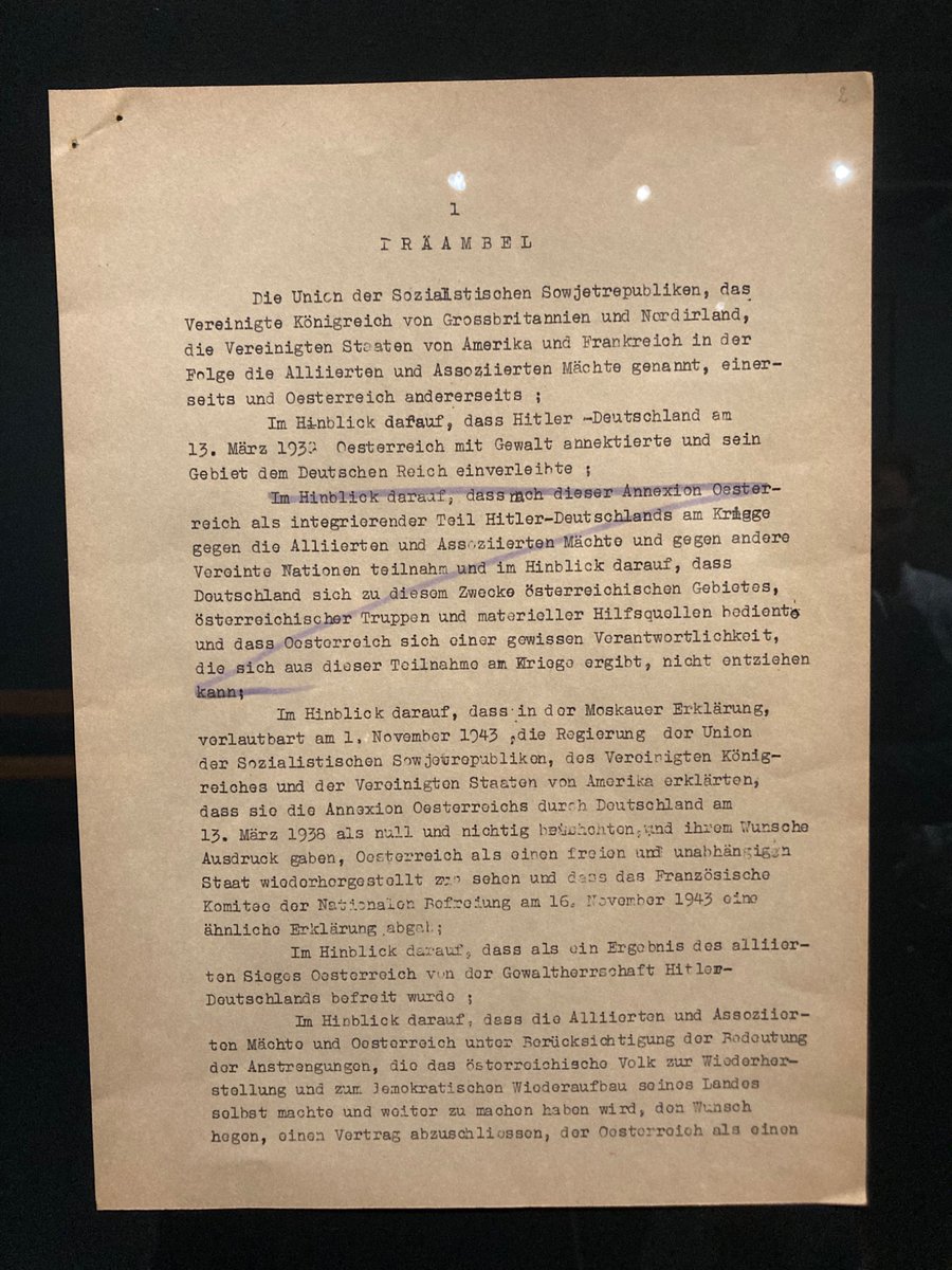 FabioLampert1's tweet image. Two important documents founding and supporting the myth of Austrian victimhood after WW2. In the Wien Museum: