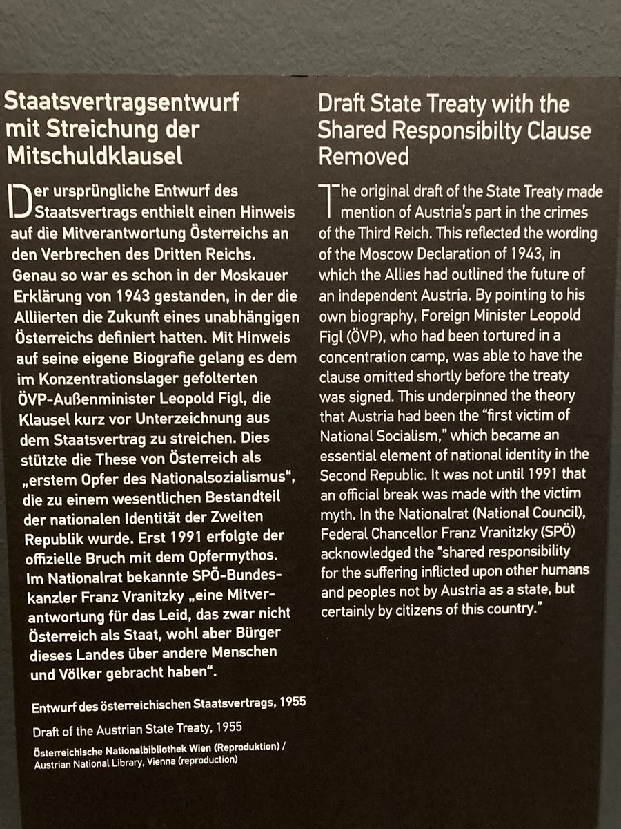 FabioLampert1's tweet image. Two important documents founding and supporting the myth of Austrian victimhood after WW2. In the Wien Museum: