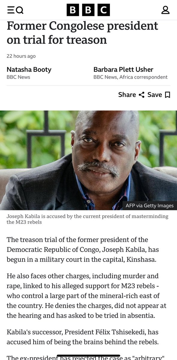 TonyNatif's tweet image. The Great Lakes Region strikes again: Former Congolese President Joseph Kabila on trial for treason.