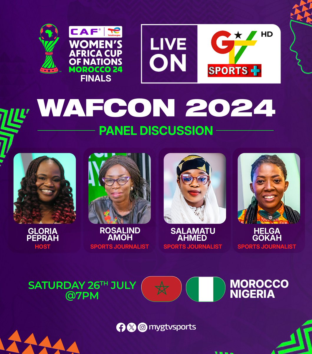 mygtvsports's tweet image. The Grand Finale
Host Nation Morocco vs 9-Time Champions Nigeria 🏆🇲🇦🇳🇬
Who will reign supreme at WAFCON 2024? Join our expert panel as we break down the tactics, tension, and title hopes in this epic showdown.
#WAFCON2024
#GTVSports