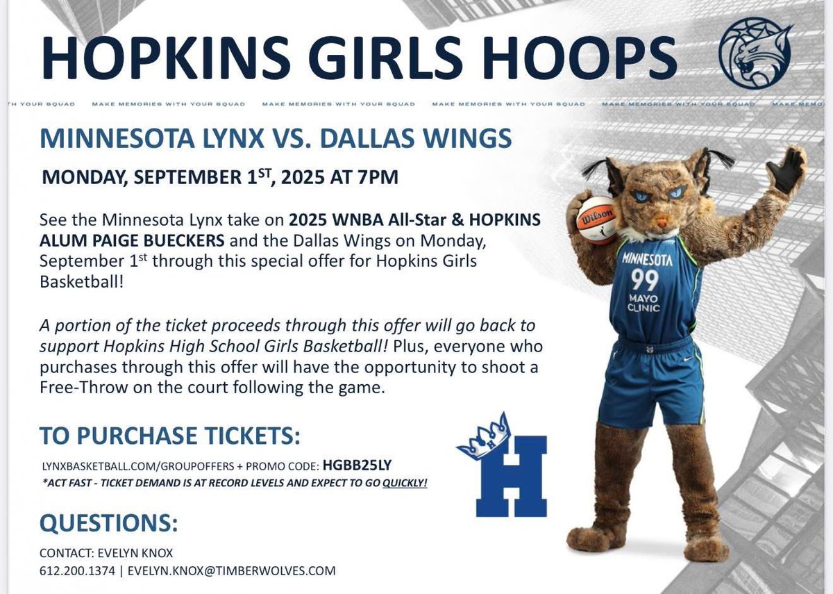 gPrep's tweet image. 🚨 HOPKINS HERO RETURNS! 🏀 Paige Bueckers, now a WNBA All-Star starter, storms back to Target Center on Sept 1 w/ the Wings! 🌟 Last time, tickets vanished quicker than a Bueckers crossover. Don’t miss this homecoming reunion! 🎟️ Snag yours NOW w/ code HGBB25LY! #PaigeBuckets