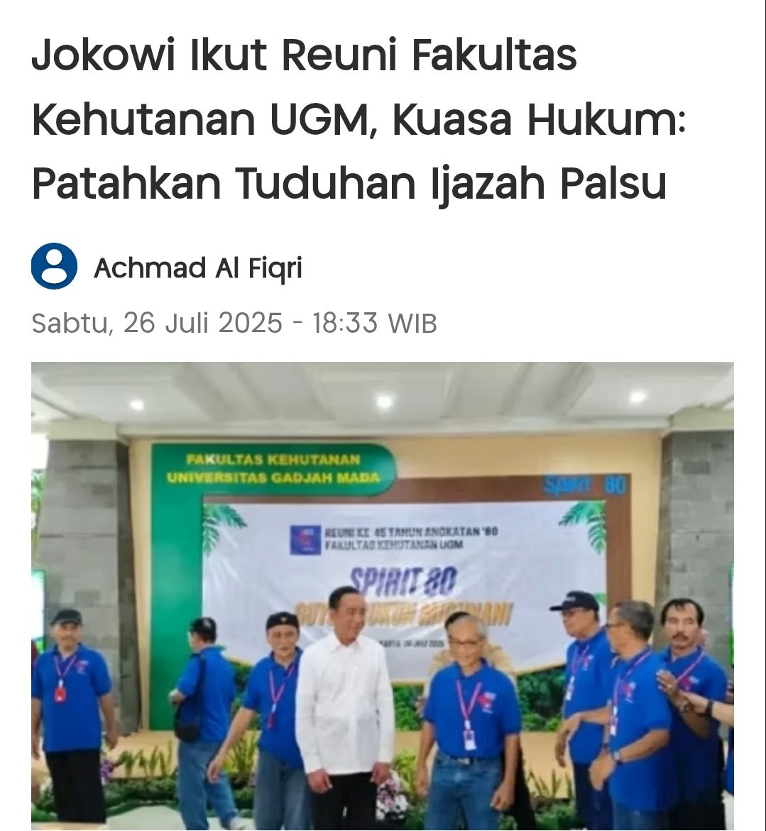 ch_chotimah2's tweet image. Reuni unk patahkan tuduhan ijazah palsu.
Reuni tp yg hadir pakai seragam kecuali Jokowi.
Reuni tp yg dibahas ijazah palsu.
Reuni tp yg hadir sibuk bela Jokowi.
Jadi tau kan reuni itu dibuat oleh siapa & unk siapa?
Lapor ke polisi ternyata belum cukup.
Kasian, pdhl tinggal…