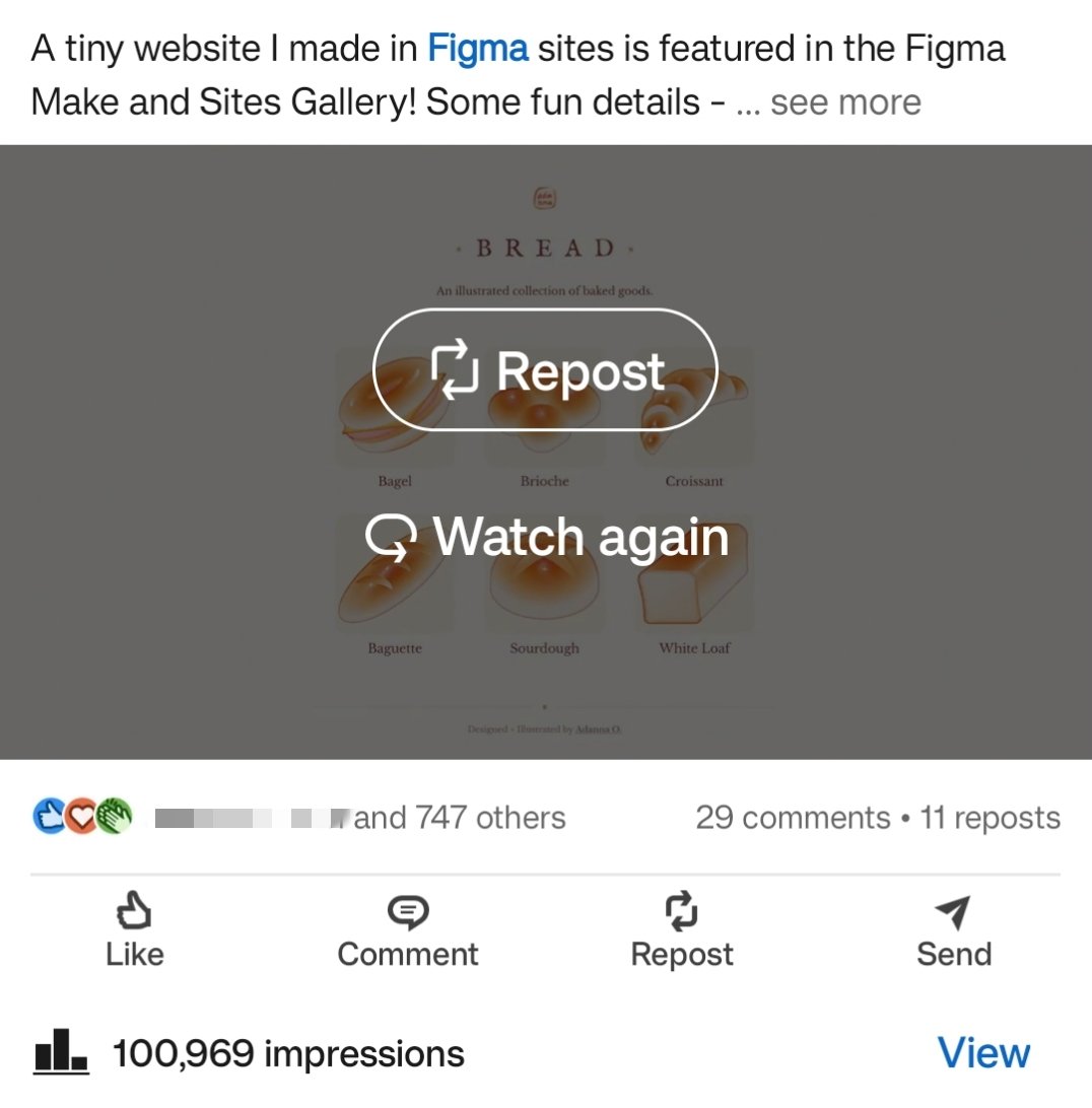 Adxnna's tweet image. never seen this much traffic on my linkedin before, you&apos;re too powerful @figma