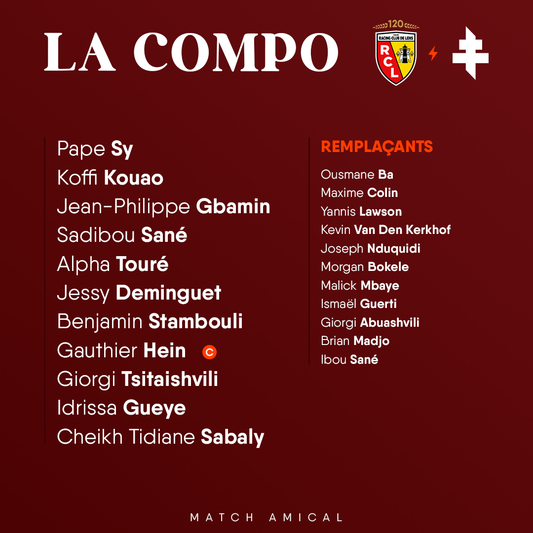La composition pour affronter le <a href="/RCLens/">Racing Club de Lens</a>  🔥