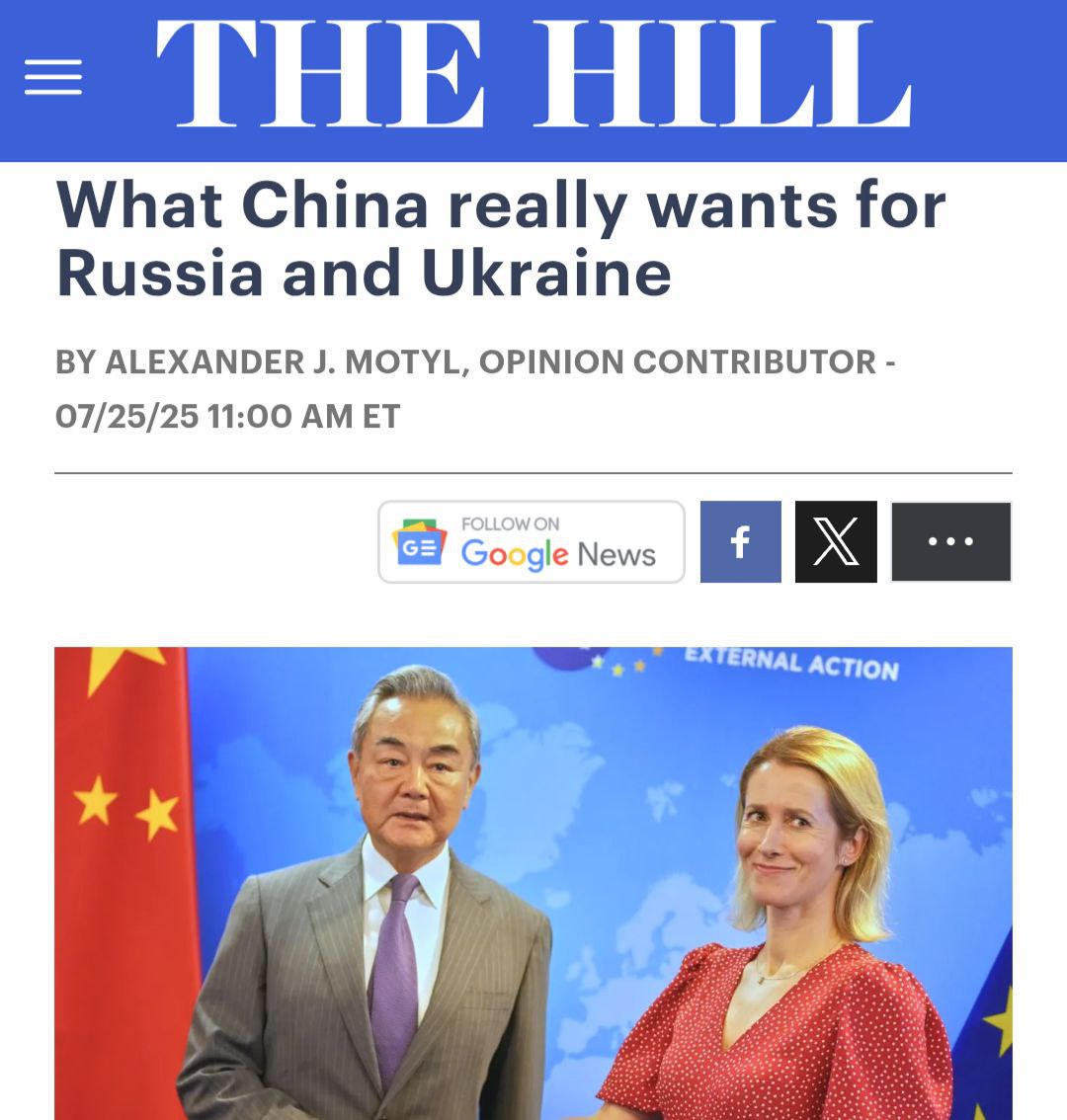 OlenaRohoza's tweet image. 💭❗️ 🇨🇳 China wants an endless war in Ukraine and has no interest in a Russian victory, — The Hill
🔘 The outlet writes that a prolonged, exhausting war is exactly what China is counting on, as it distracts the U.S., weakens the West, and strengthens China’s global influence.