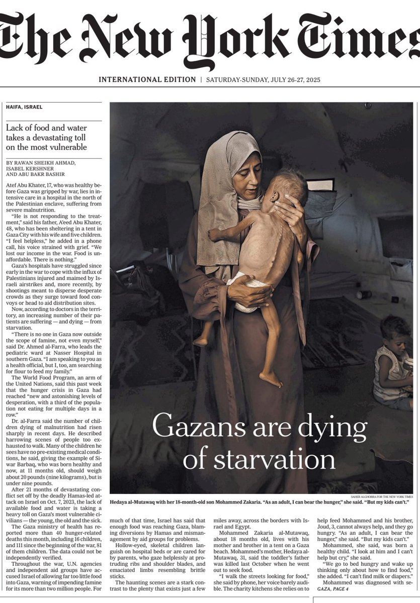 jcrtoral's tweet image. Los habitantes del #Gaza mueren de hambre
@nytimesworld