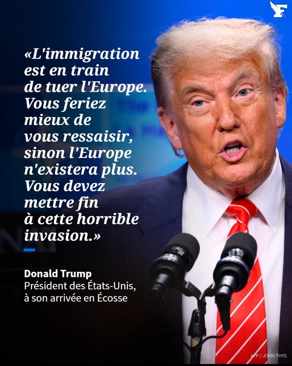 Trump dit que l’immigration « tue l’Europe » et menace son existence.
Vous en pensez quoi ?
 1. Il a raison, c’est une invasion dangereuse, L’Europe va disparaître 
 2. C’est une exagération dangereuse, l’Europe ne va pas disparaître.
 3. C’est problématique
 4. Je ne sais pas.
