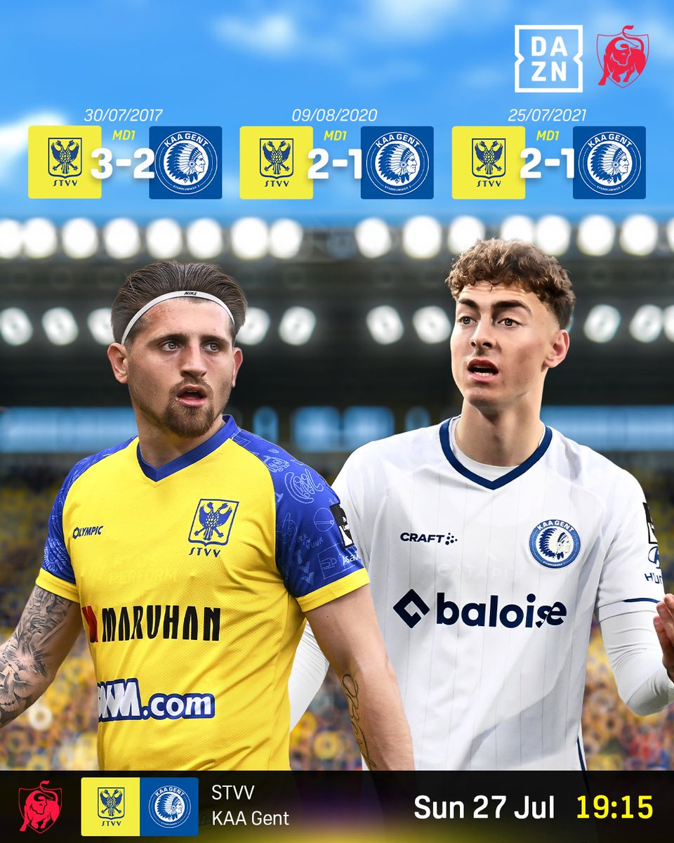 😅 | C’est déjà la 4️⃣e fois en 8️⃣ ans que le STVV reçoit le KAA Gent lors de la 1ère journée ! 🟡🆚🔵 #STVGNT
