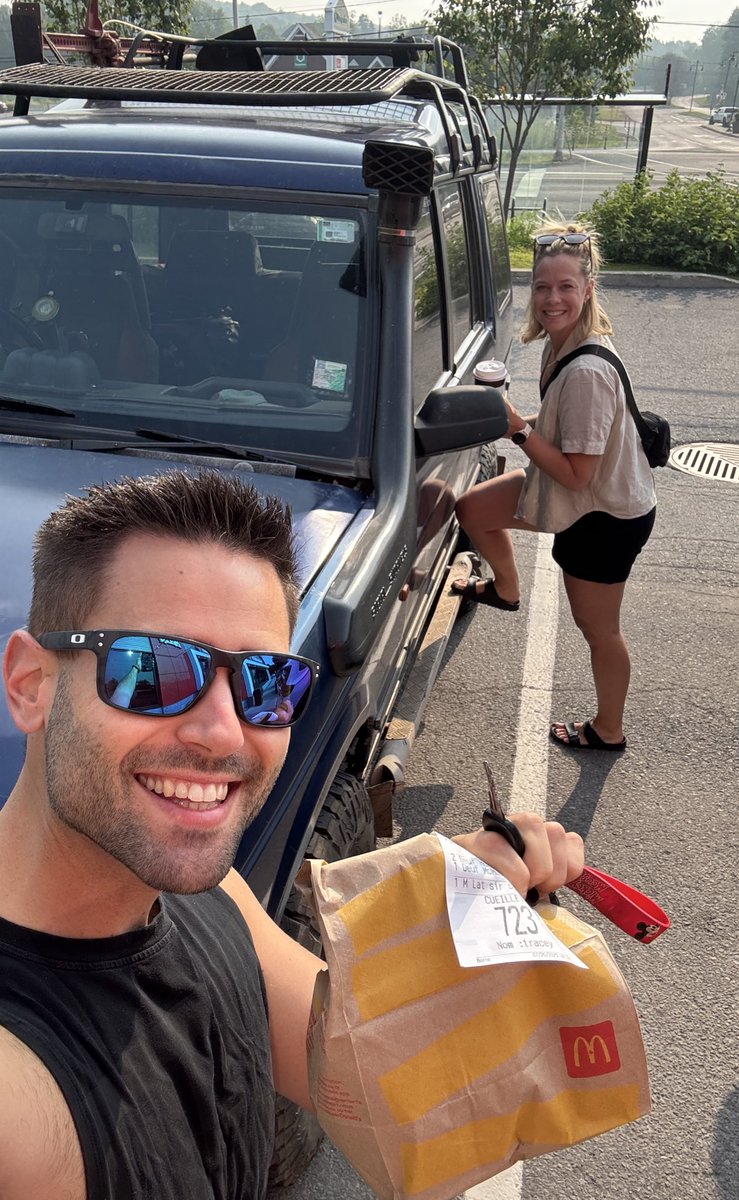 Driving our Kenyan truck to go see our Kenyan dog now in Canada! STITCH!!! 🐶