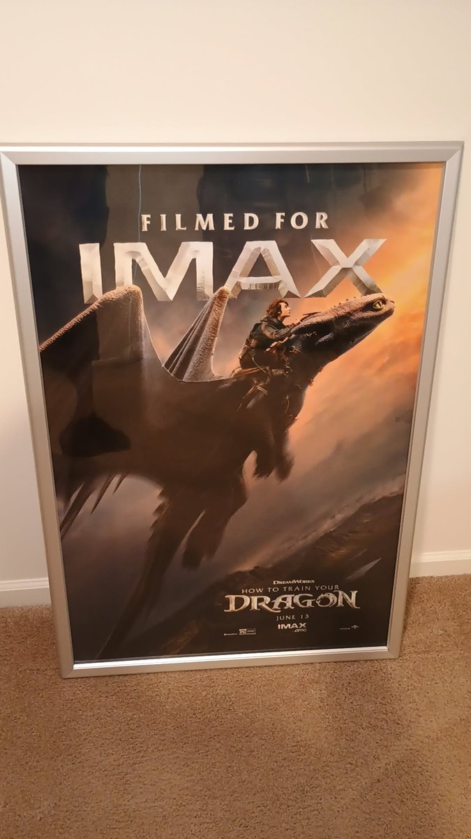 DustyTheApe's tweet image. Got around to frame this AMC exclusive #HowToTrainYourDragon #IMAX poster. It was a little larger than the #Gladiator2 poster. Starting to all come together. WE MAKE MOVIES BETTER.๐ฆ๐ฟ๐๐๐๐ฟ๐ฆ#AMC @AMCTheatres @CEOAdam #AMCTheatres #Dolby #DolbyAtmos #Movies #Dragons #Popcorn