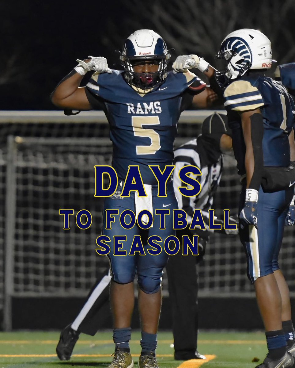 In case you lost count… 5 days til we’re back on the field and putting in the work. See y’all there!!! #Rams #Footballseason #5daysout #RamTough 🐏🏈