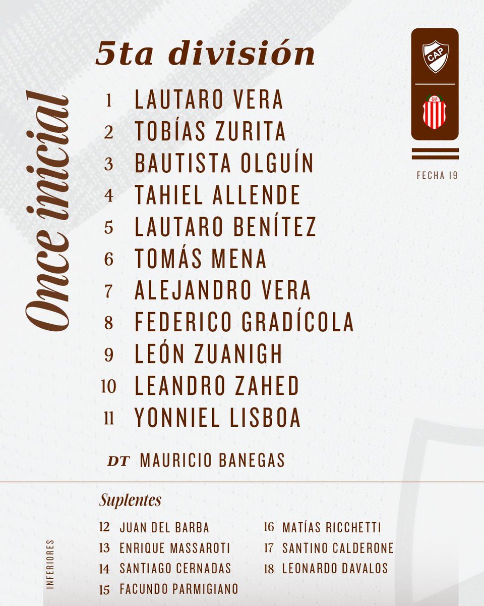 inferiorescap's tweet image. #JuvenilesLPF ➡️ Continúa la jornada ante el Guapo.
📋 Formaciones del Calamar🦑 en #Quinta y #Octava
📲 Seguí la transmisión en vivo de la Octava: youtube.com/live/tT8MAIuWw…
#SiemprePlatense🤎