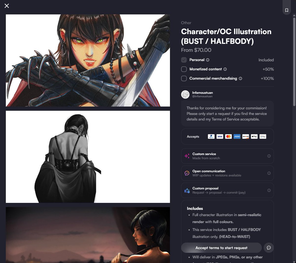 TheInfamousTuan's tweet image. Hiii! I'm currently opening commissions on Vgen! (Im now an artist there. Thank you guys &lt;3)
Trying my luck here, and sharing with yall. Please check them out. 😳🖤
vgen.co/infamoustuan
#VGen #vgenartist #VGenCode #VGenShop #Commission #commissionsopen #commissionart