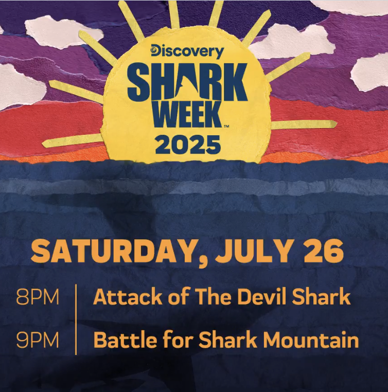 TVTango's tweet image. 🌟FINALE SHARK WEEK 2025... Watch tonight #SharkWeek @Discovery @SharkWeek🦈8pm: “Attack of the Devil Shark;” 9pm: “Battle for Shark Mountain” About bit.ly/44Y17H1