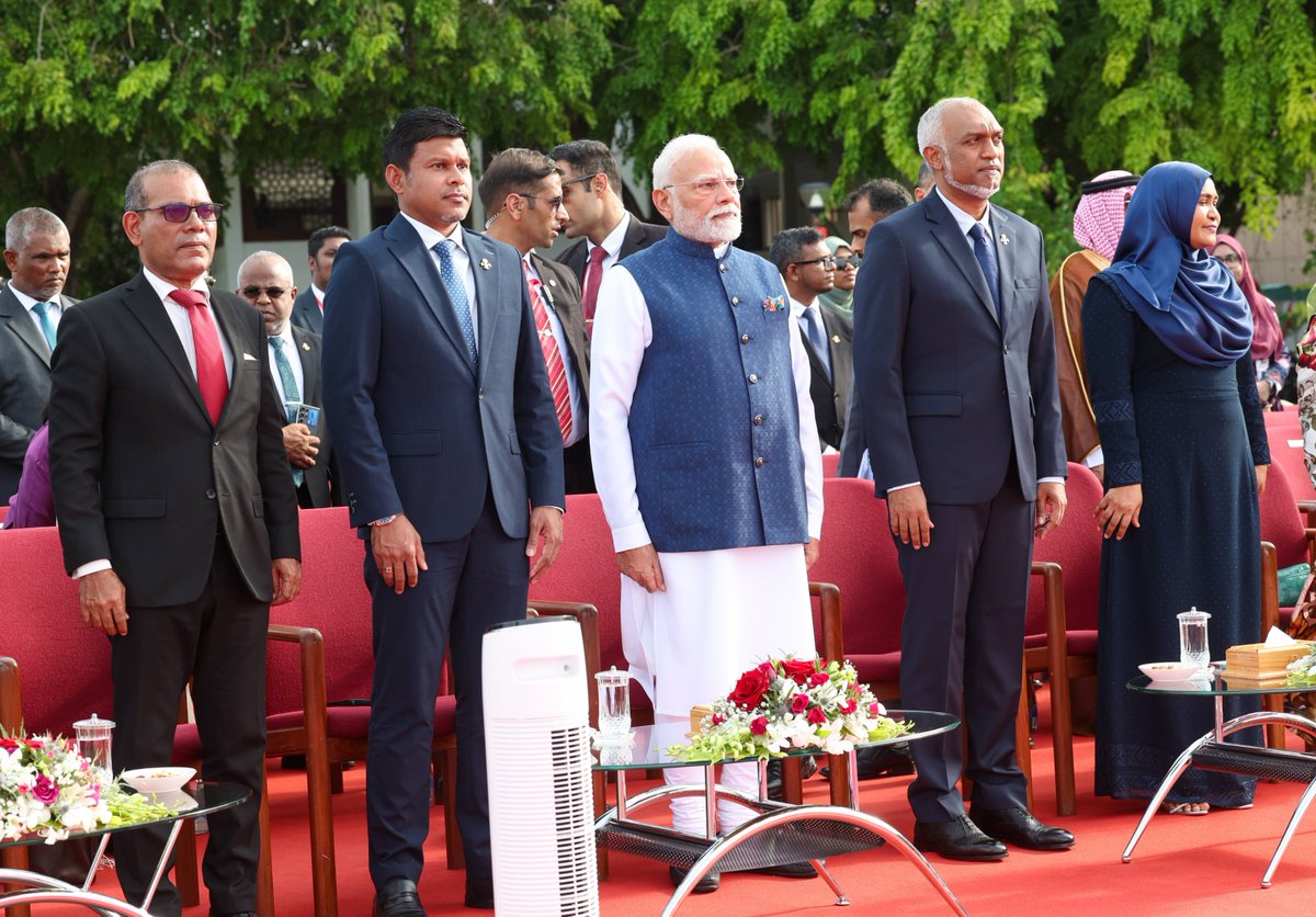 nijunction's tweet image. Prime Minister Narendra Modi attends the 60th Independence Day celebrations of the Maldives at the Republic Square in Male, as the ‘Guest of Honour’.