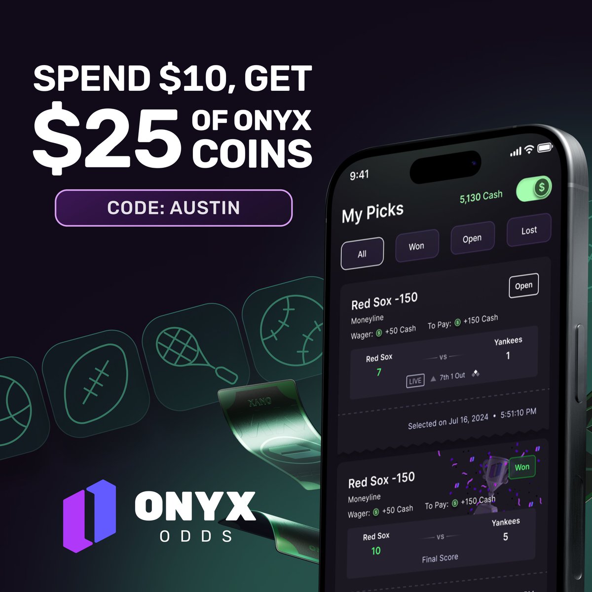 austinsprops's tweet image. Onyx Social Book IS UP NEXT📈🔥
•A new social SB with the BEST lines AND almost daily 100% profit boosts.
•Avail in 40+ States +Alt Lines/Odds similar to DK.
•Website only, IOS app coming really soon.
Use Code AUSTIN to sign up OR use this link➡️ bit.ly/40X0zzW