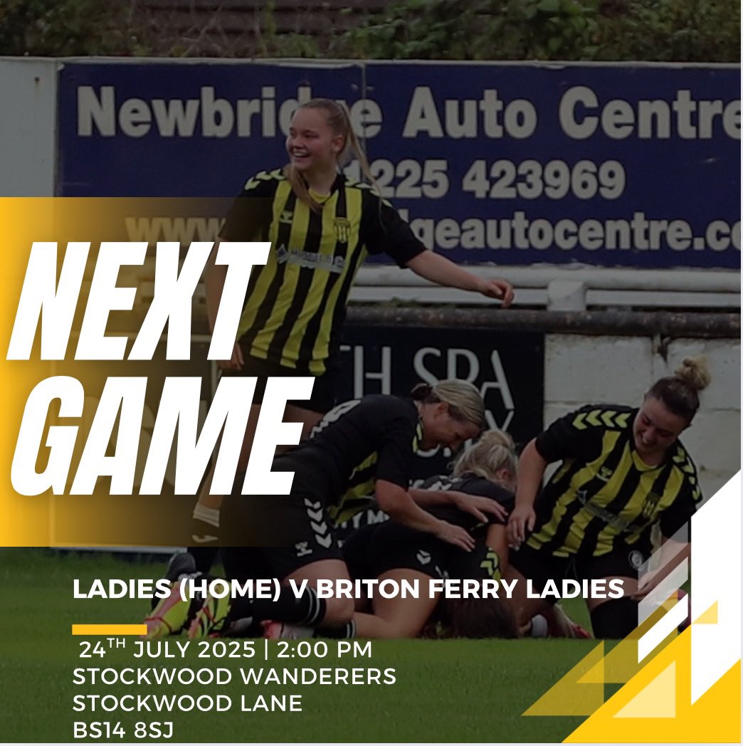 Stockwood Wanderers Womens (@stockwoodladies) on Twitter photo We kick off our pre season tomorrow with a big test, when we welcome <a href="/BFLLAFC/">Briton Ferry Llansawel Ladies</a> to the blueprint stadium.
All support welcome
UTW 🟡🟡 We kick off our pre season tomorrow with a big test, when we welcome <a href="/BFLLAFC/">Briton Ferry Llansawel Ladies</a> to the blueprint stadium.
All support welcome
UTW 🟡🟡