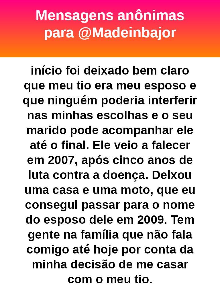 Eu achei isso aqui tão bonito, tão humano 
Vc e seus pais são boas pessoas. 
 #bajo18292