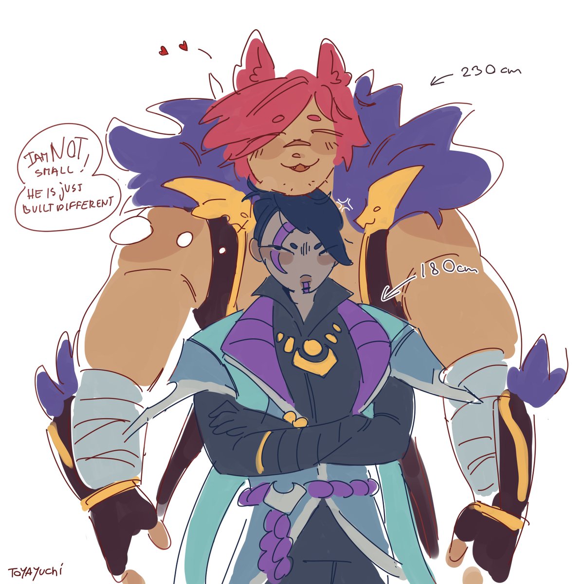 toyayuchi's tweet image. Aphelios is actually tall. Sett is just here to ruin it tchtch
#settphel