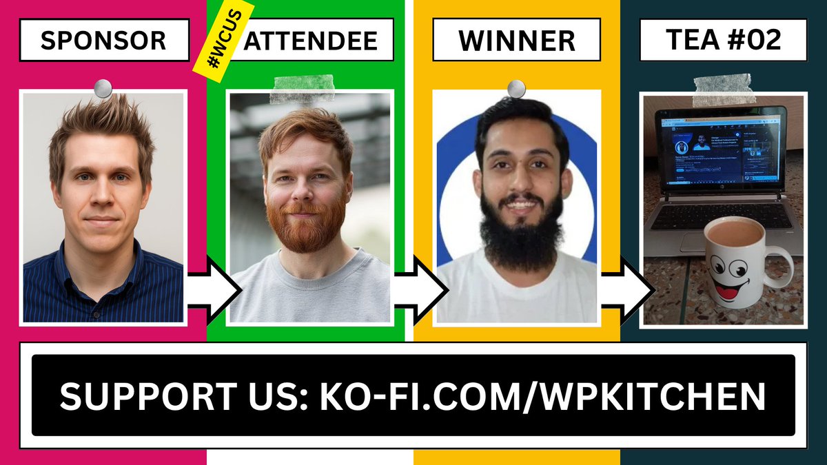 FromWPK's tweet image. Tea Giveaway #02:
🤝 Sponsored by Woody Hayday (profitswarm.ai)
🏆 Selected by WordCamp US attendee James Kemp
🎁 Served to Qamar Zaman in Narowal, Pakistan.
🔗 Learn more about tea time: wpkitchen.com/?p=5716