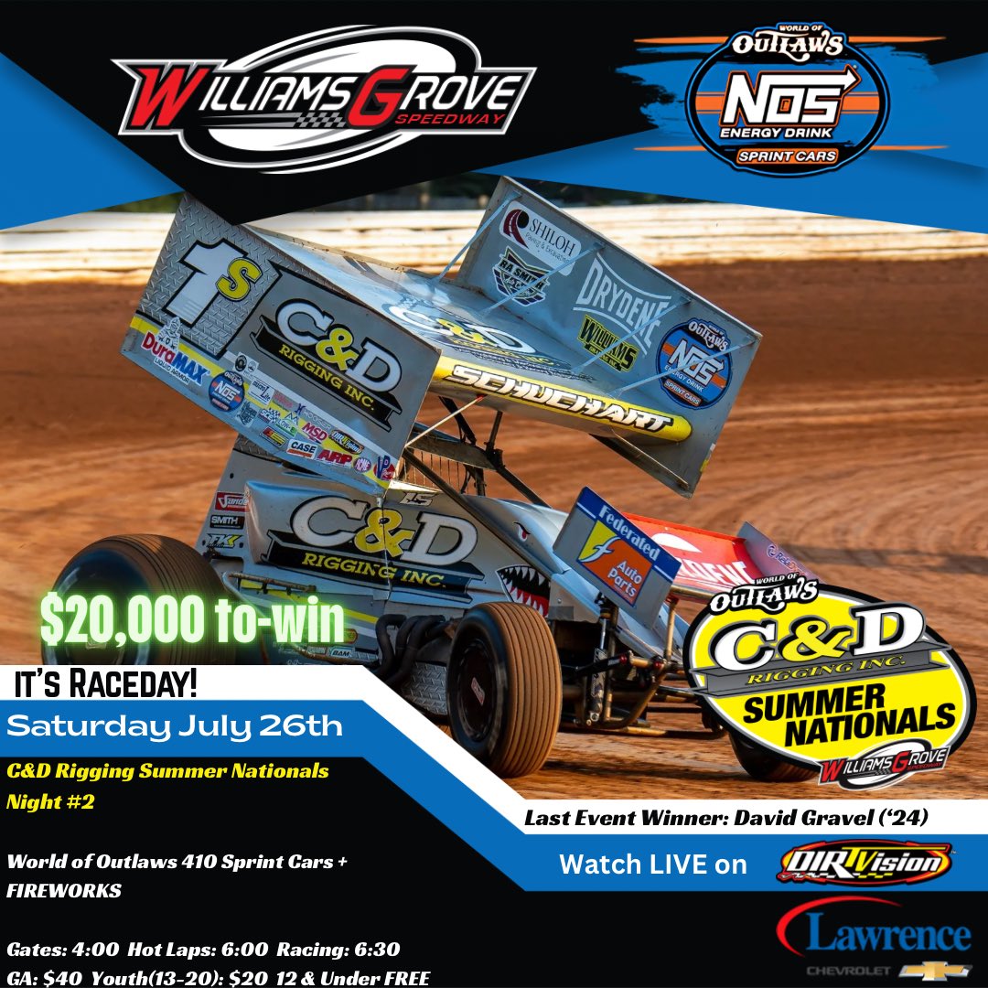 WilliamsGrove's tweet image. ๐๐โ๐ ๐ฅ๐๐๐ ๐๐๐ฌ!
Night one didnโt go as planned โ we gave it everything we had, but Mother Nature still snuck away with the win. We roll on and into tonightโs @rigging_c Summer Nationals Finale as the battle of the @WorldofOutlaws Sprint Car Series versus theโฆ
