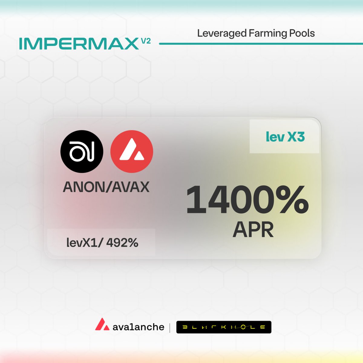 ImpermaxFinance's tweet image. New farm, on @avax 

1400% APR 🤪

@BlackholeDex @HeyAnonai @danielesesta @KaitoAI
@itskkoma @ErhanKOfficial