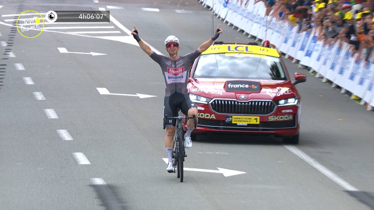 Stroppa_Del's tweet image. Caden Groves wins stage 20! #TDF2025