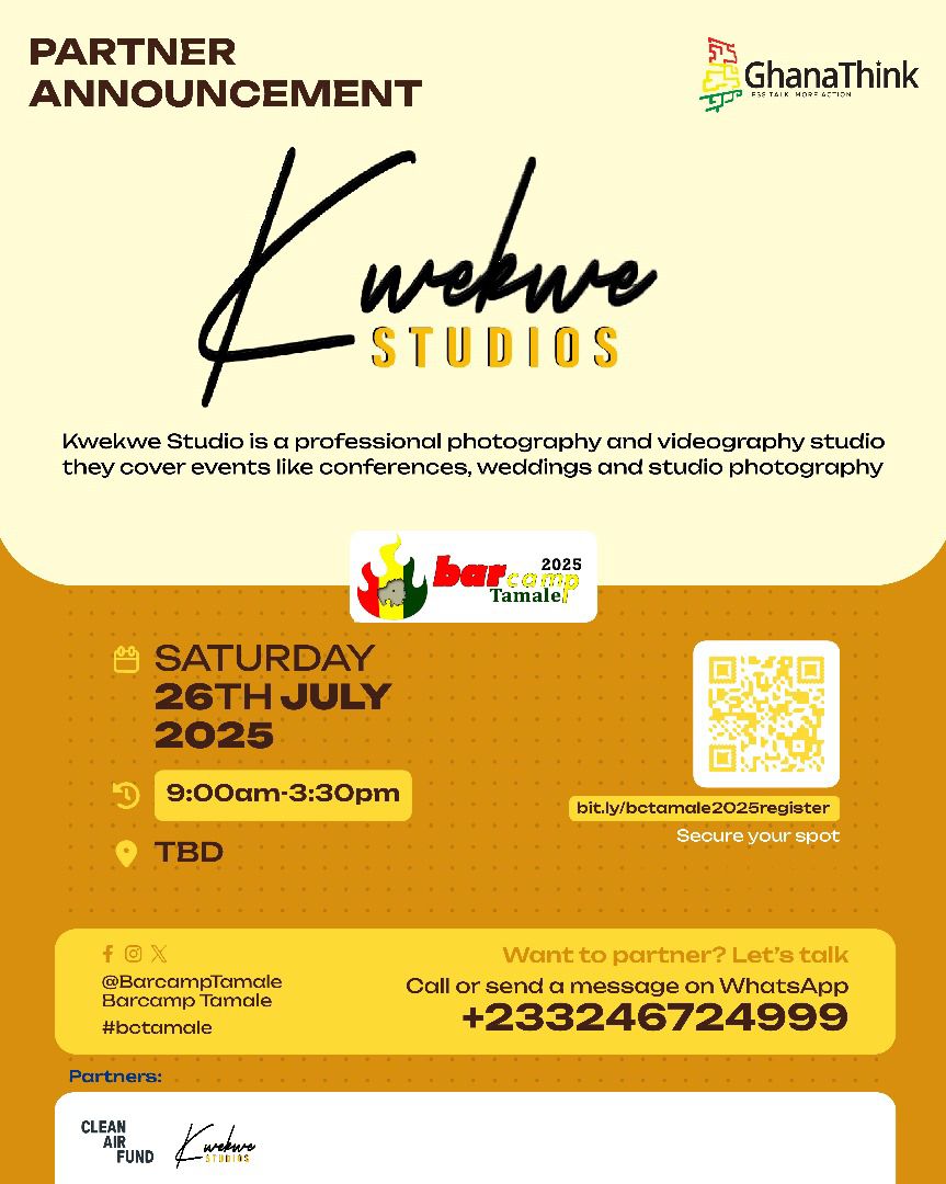 For all the beautiful photos from <a href="/BarcampTamale/">Barcamp Tamale #bctamale</a>, Kwekwe Photography 📸 got us.
Thank you, Kwekwe Photography, for your support.

Less Talk, More Action 
#bctamale #bctamale2025