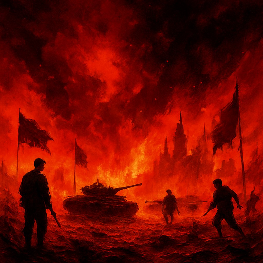 Reineguerrieree's tweet image. Crimson spills across the skies
while borders burn and power speaks loud.
No one listens to silence anymore.
Love feels like a forgotten language.
We are all losing something we once knew.
#vss365 #crimson