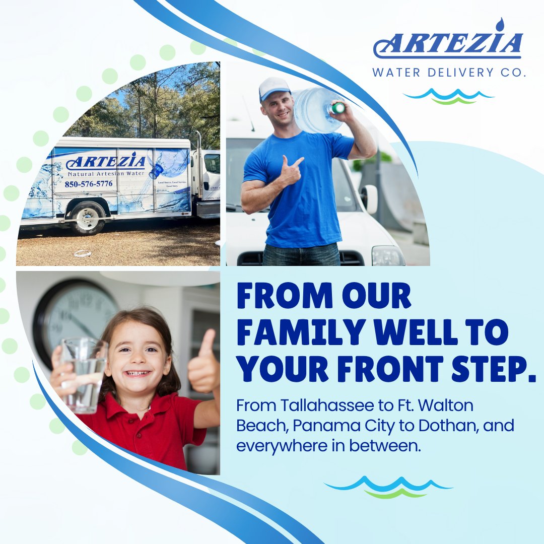 MyUSFRA Profile Spotlight!

Artezia Water Co. on MyUSFRA First Responders Resource &amp; Commerce - Artezia Water Company began providing bottled water delivery service to the Panhandle in 2001. The source of our pure water is nestled in a remote rural area in Holmes County, Florida