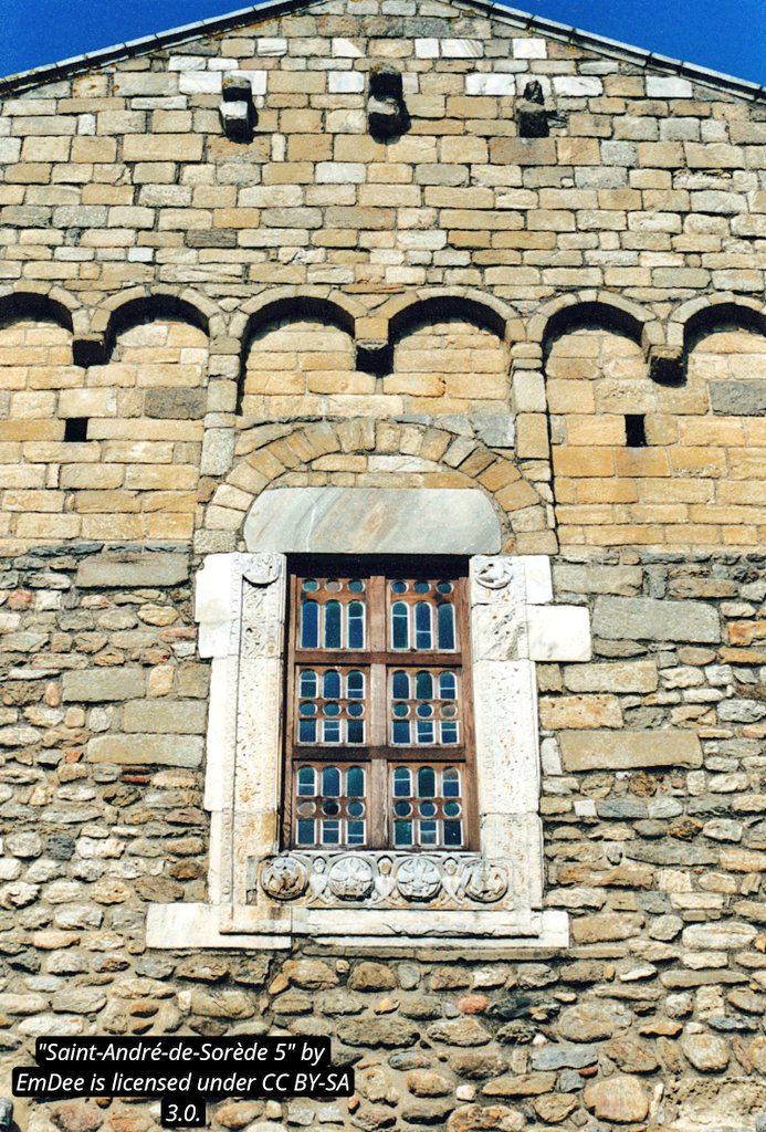 tsEmma15's tweet image. The Church of Saint-André-de-Sorède in Saint-André, #France, was built in the 11th century and is a prime example of Romanesque architecture. It features a simple, massive structure with semicircular arches, a stone façade, and a distinctive bell tower.