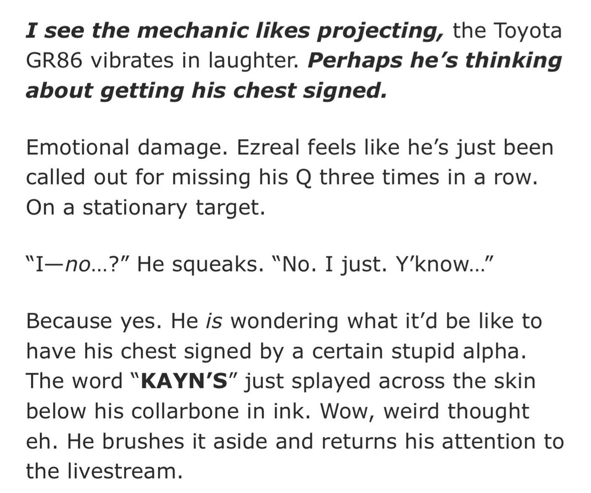 hako_run's tweet image. I read Chapter 8 of Lyun&apos;s @ninesevenaround &quot;Riding Shotgun,&quot; and there&apos;s this super adorable part where Ez fantasizes about getting a signature on his chest. It was so cute that I just had to draw it🥹🥹please go read it—it&apos;s seriously the cutest!! 🥹🥹 #ezkayn #Kaynez