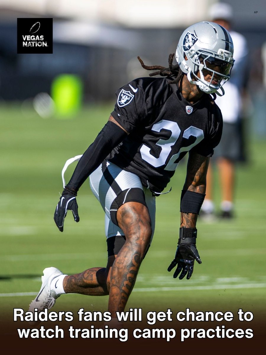 VegasNation's tweet image. The @Raiders are opening select training camp practices to fans for the first time since moving to Las Vegas in 2020.
DETAILS: lvrj.com/post/3399855