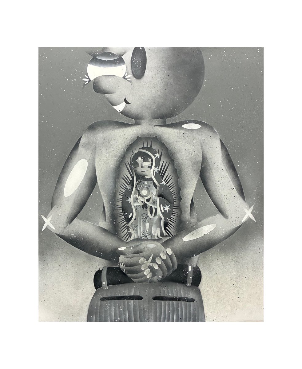 our lady Justus, has an eye out for me.

44in x 36in

spray paint on wood

6 color greyscale pallette

Apart of show Dreamin’ in Color opening up next week.