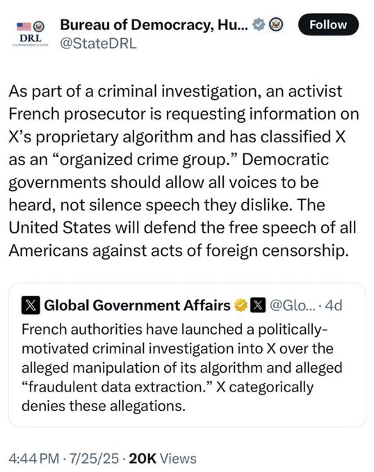 vedainc's tweet image. ⏹️ 𝕏 est désormais une organisation criminelle selon les autorités françaises 🤣🙃🤦