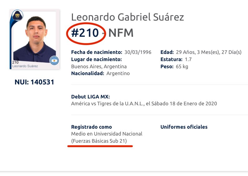 FabrizioDC_'s tweet image. Leo Suárez ya aparece registrado con la Sub21 de #Pumas.
