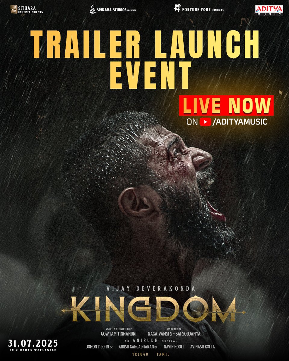 adityamusic's tweet image. The stage is set, the energy is real! 🔥
Witness the grand #KingdomTrailer Launch Event — Streaming LIVE now on @adityamusic.
- youtube.com/live/UpNHcT-x6…
#Kingdom #KingdomOnJuly31st
@TheDeverakonda @anirudhofficial @gowtam19 @ActorSatyaDev #BhagyashriBorse @dopjomon…