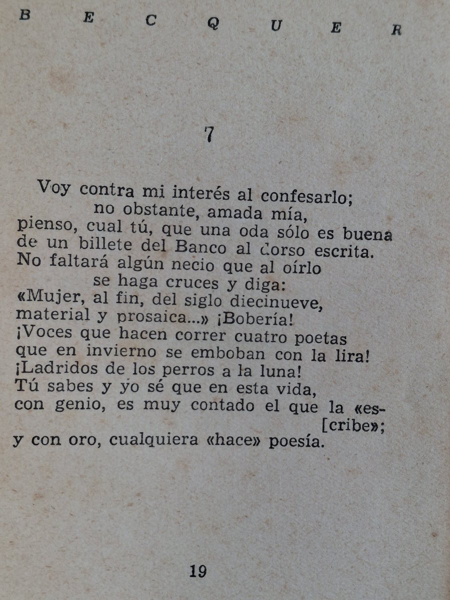 PalaciosAurora's tweet image. No está dolido,  Gustavo Adolfo,  del poco interés que levantaban sus versos, ah, no. A veces le salía un poco de sarcasmo por la pluma, sólo un poco.  Afortunadamente, su talento lo llevaba  más a expresar sentimientos  amorosos.