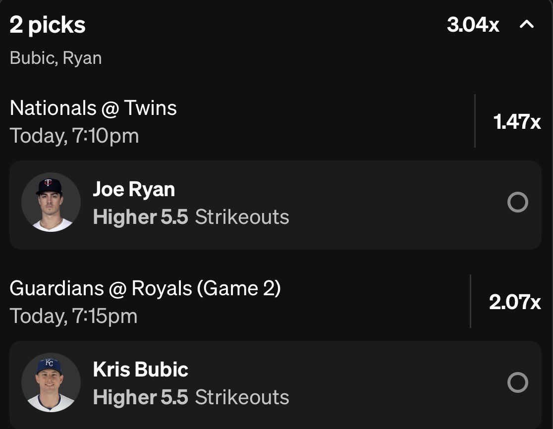 BalesSJustin's tweet image. MLB Underdog (7/26)
Love Ryan here. Have some concerns about Bubic’s velo in his last start but would assume KC wouldn’t throw him in a DH if there was a real issue
Show some love & GL if you tail!