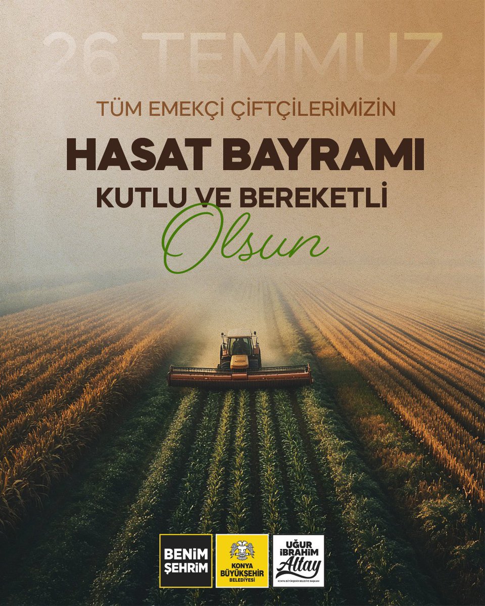 Alın terini toprağın bereketiyle buluşturan kıymetli çiftçilerimiz, şehrimizin ve ülkemizin büyük emekçileridir. 

Tarımın başkenti Konya’mızda gece gündüz çalışarak sofralarımıza bereket taşıyan tüm üreticilerimize yürekten teşekkür ediyorum.

Hasadınız bereketli olsun.