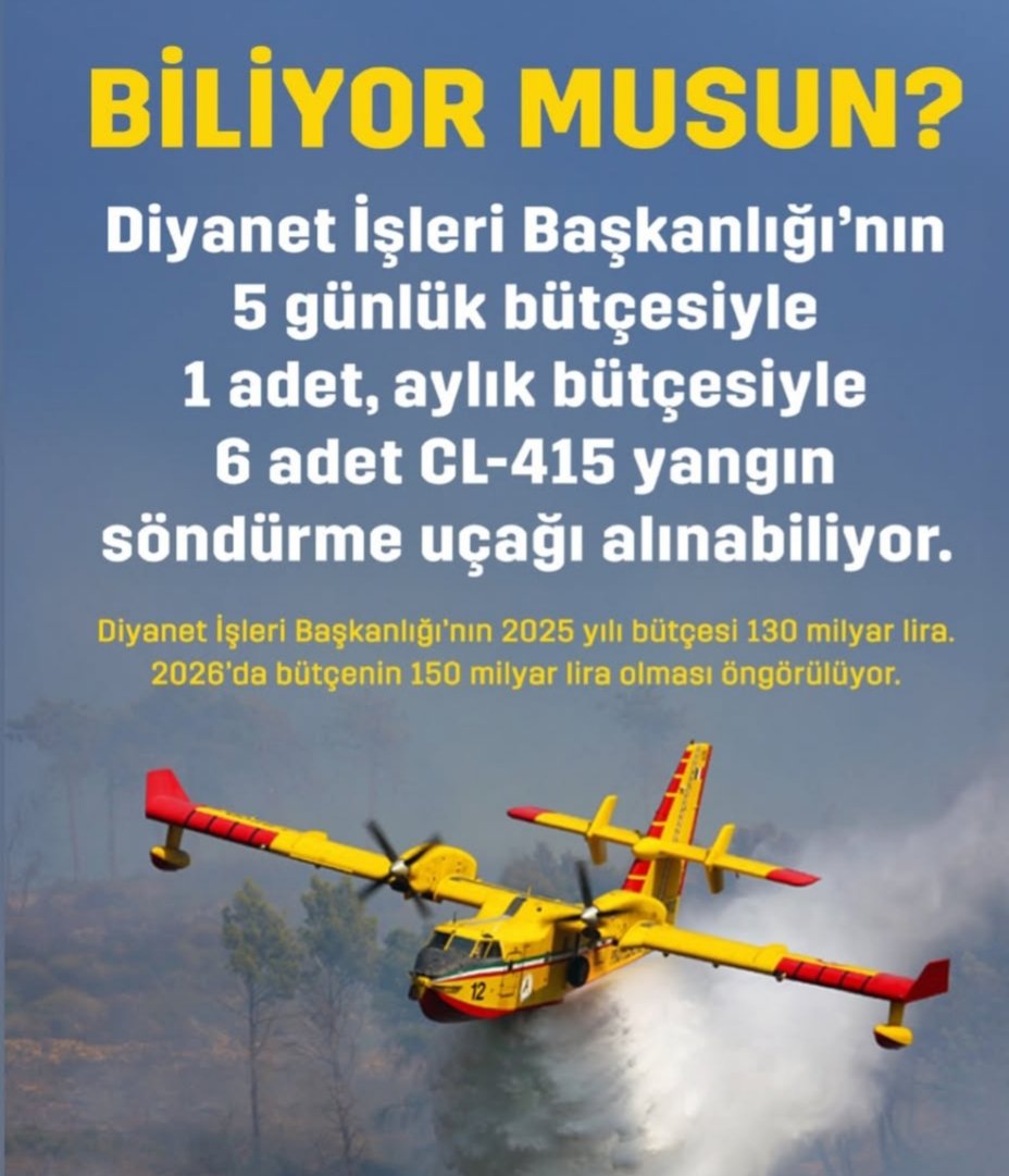 _cihhan's tweet image. Diyanet'in bir aylık bütçesi ile 6 adet yangın söndürme uçağı alınıyor
#Ankara #odtü #ormanyangını