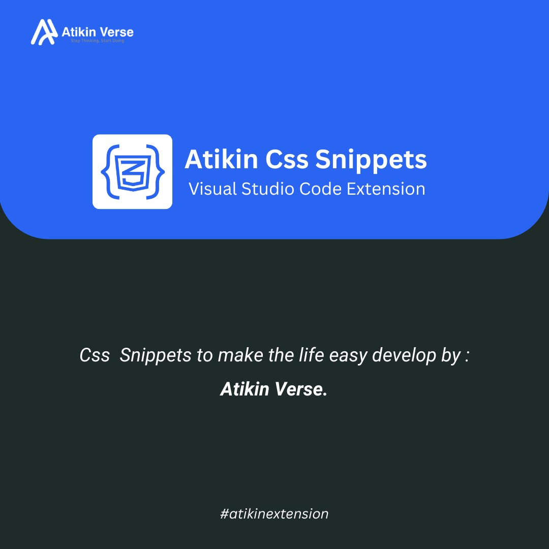 atikinverse's tweet image. 🚨 Day 56 of 100 Innovations!
⚡ Supercharge your CSS game with Atikin CSS Snippets for VS Code!
🧠 Smart blocks
⚡ Fast styling
🎯 For devs &amp;amp; designers

💬 Type less. Style more.
🔧 By Atikin Verse
🔗 Live on Marketplace!
#AtikinVerse #csssnippets #vscode #day56 #100innovations