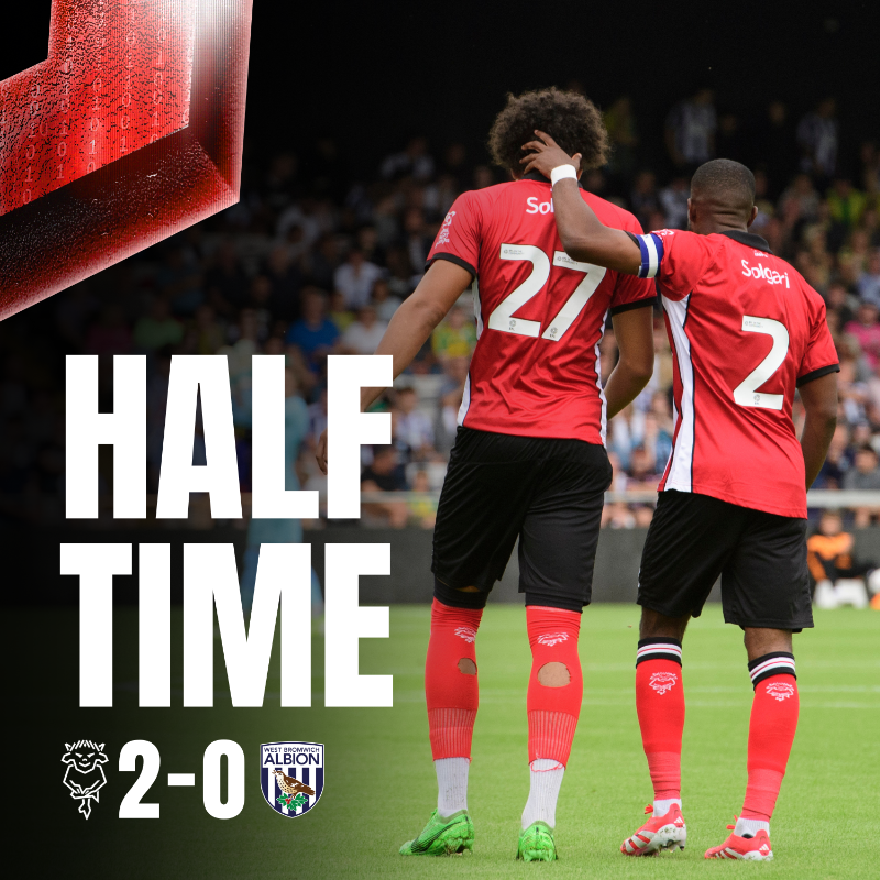 LincolnCity_FC's tweet photo. โธ๏ธ Two goals ahead at the break!
โ๏ธ HT | ๐ด 2-0 ๐ก | #LINWBA