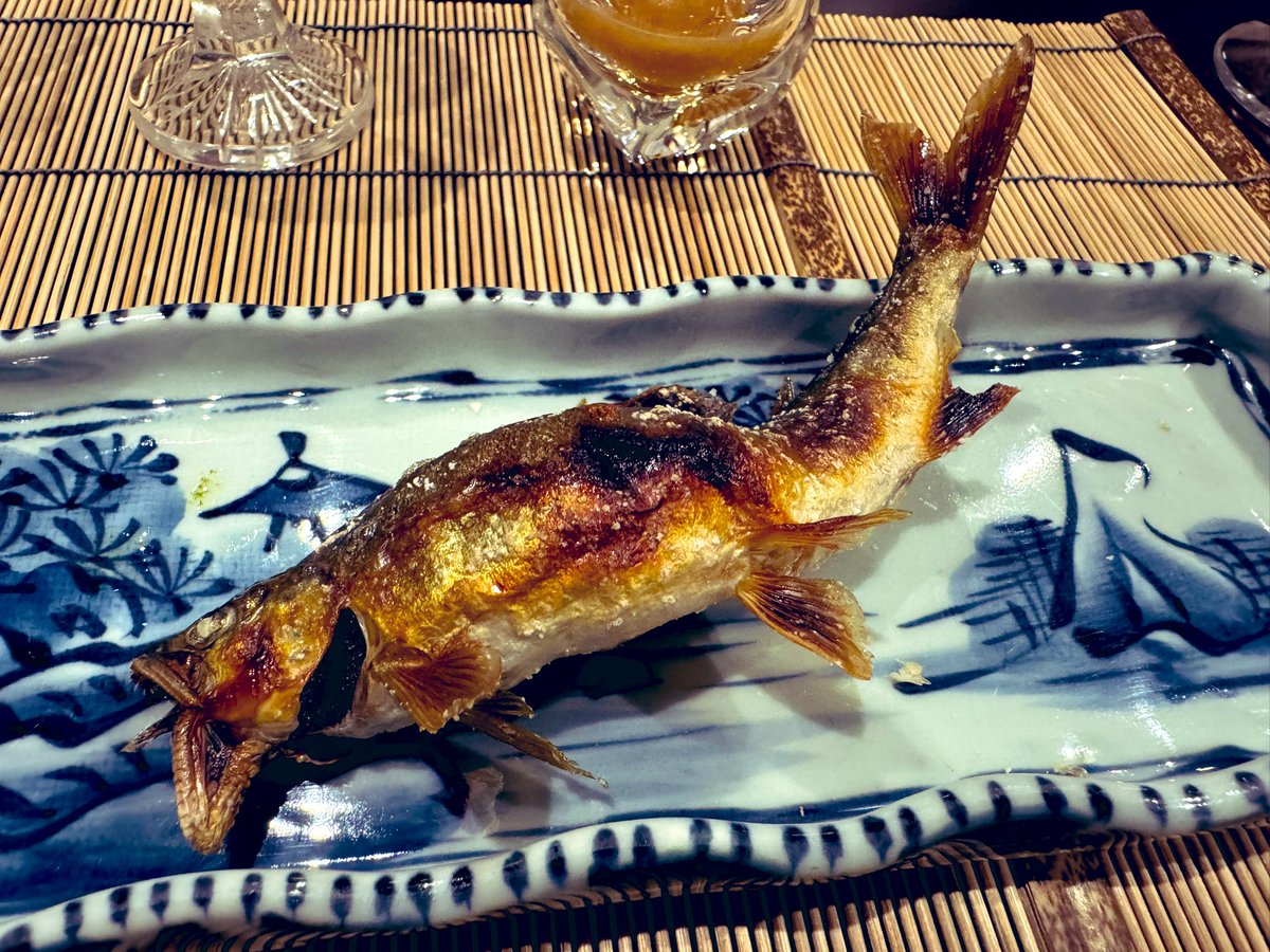hiroyayuki's tweet image. 日本一の鮎料理を食べたくて、
島根の山奥に佇む名店「美加登家」へ。
清流日本一にも輝く高津川に生息する鮎
だからこその新鮮さと見たことない大きさ…
カリふわで頭から苦みなく食べられるだけでなく
あらゆる調理方法で鮎三昧。
食は体験の根本。一生忘れられない思い出です。