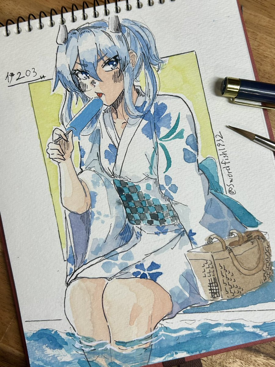 Swordfish1932's tweet image. #艦これ版深夜の真剣お絵描き60分一本勝負
#艦これ版真剣お絵描き60分一本勝負_20250726
#艦これ #伊203
前にフレイちゃん描いたので今日はフーミィちゃんで✨️
夏といえば水着と浴衣ですよね〜🫠🫠
最近水彩が楽しくて絵具を買い足したりしました😆