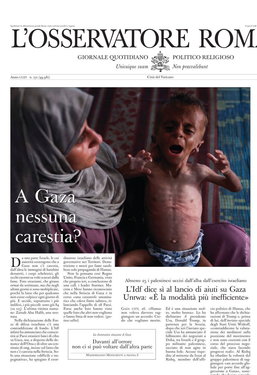 #Israele dice che a #Gaza non c'è carestia ma solo una situazione "difficile e impegnativa". Ma ci sono le immagini. A Gaza la popolazione è allo stremo. I bambini muoiono di fame.