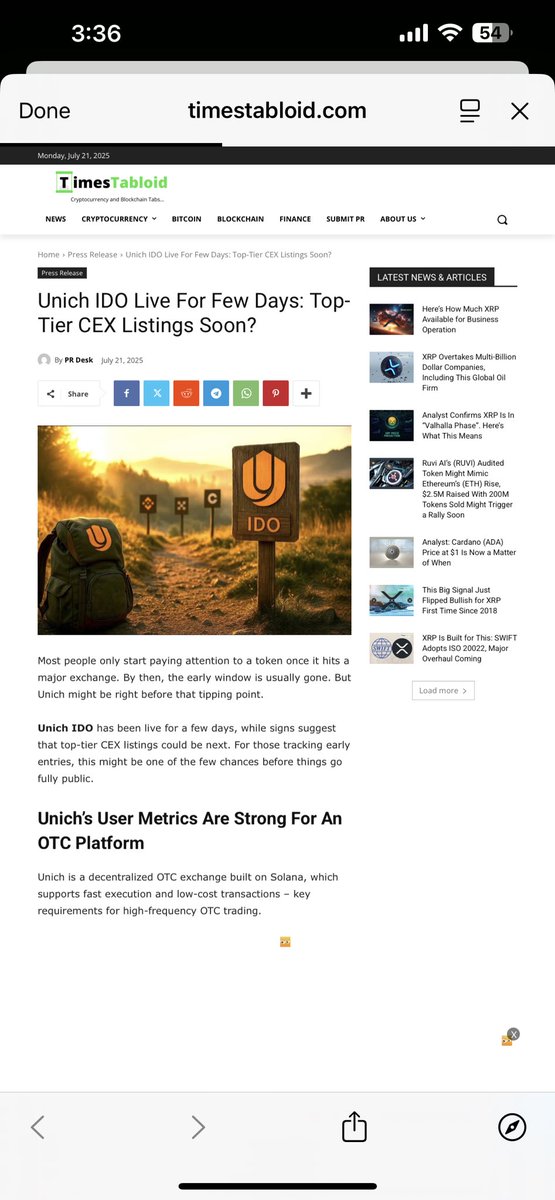 Decavellyjnr's tweet image. Unich’s IDO is live, offering 100 million $UN tokens to raise $15 million. Large wallets are joining early, and a referral program offers 11% rewards. Listings on Solana DEXs and top-tier CEXs are expected post-IDO timestabloid.com/unich-ido-live…