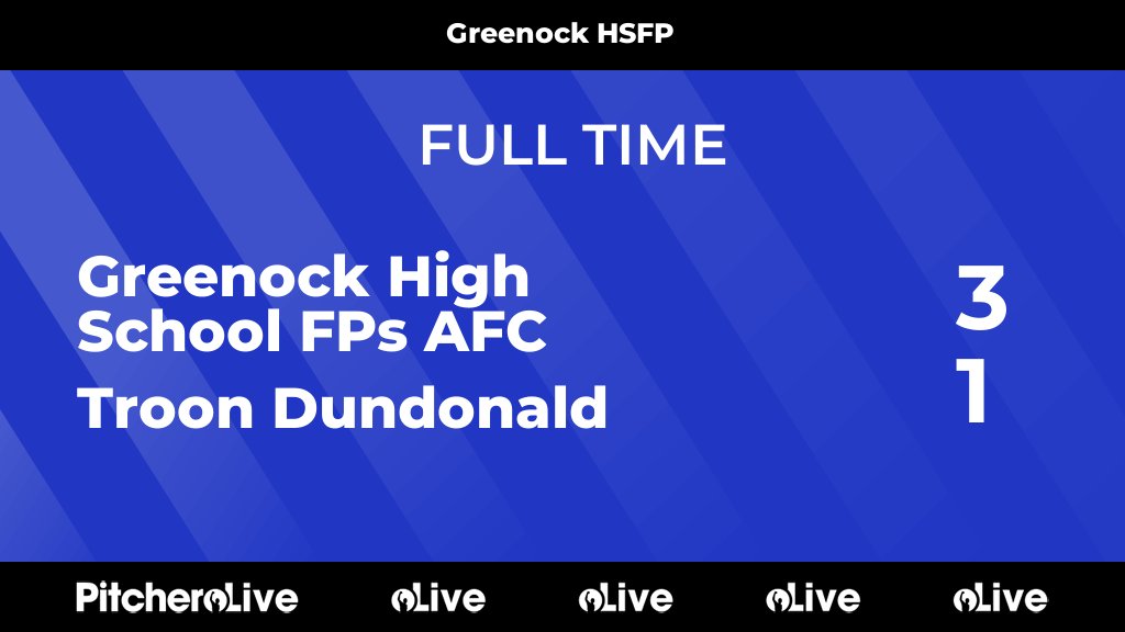 FULL TIME: Greenock High School FPs AFC 3 - 1 Troon Dundonald
#GRETRO #Pitchero
pitchero.com/clubs/greenock…