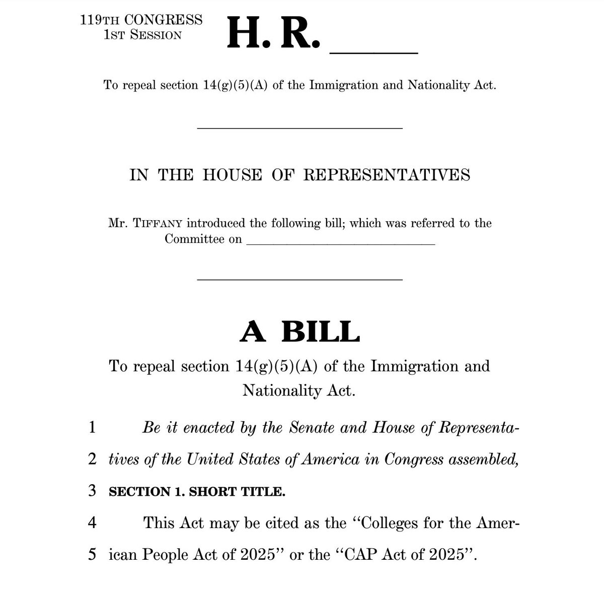 Rep. Tom Tiffany (@reptiffany) on Twitter photo The H-1B visa exemption for universities has become a backdoor for hiring foreign labor instead of American talent.
The CAP Act shuts down the unlimited H-1B loophole abused by higher ed institutions. ⬇️ The H-1B visa exemption for universities has become a backdoor for hiring foreign labor instead of American talent.
The CAP Act shuts down the unlimited H-1B loophole abused by higher ed institutions. ⬇️