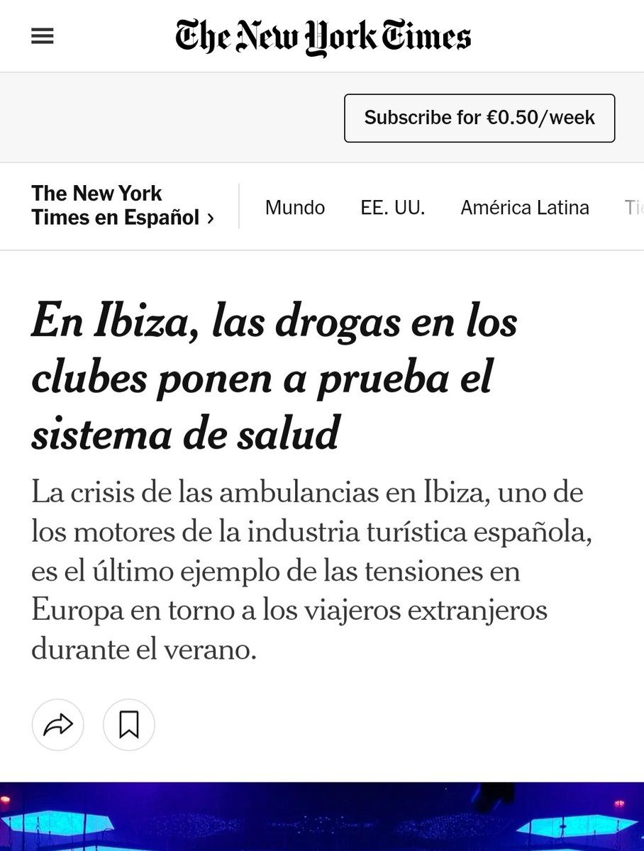 Ibiza enfrenta el desafío de las drogas en los clubes - The New York Times share.google/KXshTAnqEhr3DP…